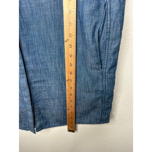 Blank NYC Medium Blue Denim Short Sleeve Pocket Jean Shirt Dress S - Picture 14 of 14